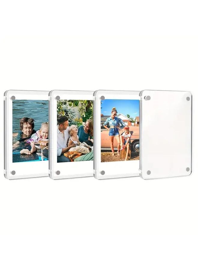4pcs Acrylic Photo Frame For Refrigerator Rounded Corner Home Decor Gift - Image 1